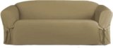 Linen Store Microsuede Slipcover Furniture Protector Cover, Perfect for Pets, Taupe, Sofa