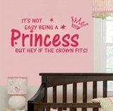 Blinggo NOT Easy Being A Princess Girl Wall Quote Sticker Graphic Vinyl Home Kid décor Pink 10″ X 22″