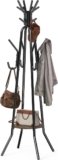 Simple Houseware Standing Coat Hat Hanger Organizer Tree Shaped Rack with Shelf for Entryway, Bedroom, and Hallway, 20 Hooks, Rustic Brown