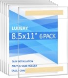 Ludery 8.5 x 11 Acrylic Wall Mount Sign Holder, Clear Acrylic Plexi Sign Holders with Double Sided Tape Adhesive for Home, Office, Store, Restaurant (6 Pack)