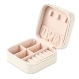 Neveika Portable Travel Mini Jewelry Box Leather Jewellery Ring Organizer Case Storage Gift Box Girls Women (white).