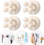 iBetterLife Self-adhesive Silicone Hook Holders – 4Pcs Mounted to Wall for Clipping Hanging Toothbrush Razor Towel Key Plug Cable, Utility Holders for Kitchen Bathroom Home Office Dorm Room Essentials