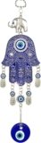 Betterdecor Blue Evil Eye Hamsa Hand Hanging Amulet | Protection and Good Luck Charm Decoration for Home Office Car -028