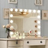 Hollywood Vanity Mirror with Lights, 15 Dimmable Bulbs, 3 Color Lights,Make Up Lighted Mirror, Aluminum Metal Frame, USB Charging Port（23″ x 18″）
