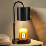 Dreamholder Electric Candle Warmer Lamp with Timer & Dimmer, Adjustable Height Wax Melt Warmer for Jar Candles, Wood Base Candle Melter, Floral Home Decor Gifts for Women, Mom, Black