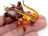 2⅛” Brown Cricket Grasshopper Artistic Blown Glass Figurine Premium Hand-Blown Statue Tabletop Decoration Unique Collectible for Adult Collectors Elegant Home Room Decor