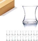 WGV Unique Bouquet Vase Bulk, 5.5″ W, 6″ H, Clear Short Hurricane Concaved Neiman Glass Floral Container, Home Wedding Event Decor, 12 Pieces (VHV0606)