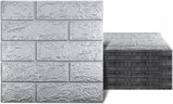 40 PCS Silvery 3D Wall Panels, 58 sq.feet Coverage, Printable Wallpaper Sticker with Self-Adhesive Waterproof Brick PE Foam Wall Panels Peel and Stick for Interior Wall Decor, Home Decoration