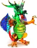 Tiny 2″ Long Multicolor Sitting Western Dragon Figurine – Miniature Hand Blown Glass Dragons Mythical Creature Animals Crystal Decorative Collectible Figurines Home Décor Gifts