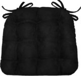Barnett Home Decor Microsuede Black Dining Chair Pad with Ties – 16.5 x 18 Size Medium – Latex Foam Fill Cushion, Reversible, Machine Washable – Microfiber Ultrasuede