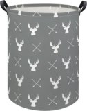HIYAGON Large Storage Baskets,Waterproof Laundry Baskets,Collapsible Canvas Basket for Storage Bin for Kids Room,Toy Organizer,Home Decor,Baby Hamper(Grey deer)