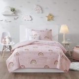 Intelligent Design Kids Alicia Cozy Bed in A Bag Comforter with Complete Sheet Set Fun and Playful Print, Children Cover Girls Room Décor, Full, Pink 8 Piece