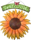Bonlting 12×15 Vintage Hanging Butterfly Sunflower Welcome Sign Sunflower Decor for Door Hanging Home Decor