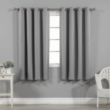 Best Home Fashion Premium Thermal Insulated Blackout Curtains – Stainless Steel Nickel Grommet Top – Grey – 52″ W x 63″ L – (Set of 2 Panels)
