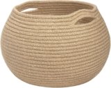 Goodpick Wicker Storage Basket for Living Room, Small Round Woven Basket for Toys, Towel, Bedroom, Children Corner Decoration Plant Baskets Indoor, Jute, 10″D x 8.3″H