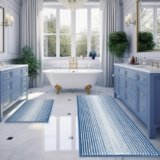 BSICPRO Bathroom Rugs and Mats Sets, 2 Piece Thick Absorbent Chenille Bath Mat Rug Set Non Slip, Soft Shaggy Bath Room Floor Mats for Bathroom, Machine Washable (Sky Blue, 20″ x 47″ Plus 16″ x 24″)