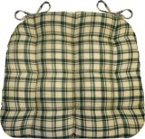 Barnett Home Decor Dining Chair Pad with Ties Montgomery Green Plaid – Size Medium 16.5 x 18 16.5 x 18 – Latex Foam Fill Cushion, Reversible, Machine Washable – Green Natural Tartan