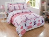 MK Home 5pc Twin Comforter Set for Girls Paris Bedding Eiffel Tower Pink Grey New